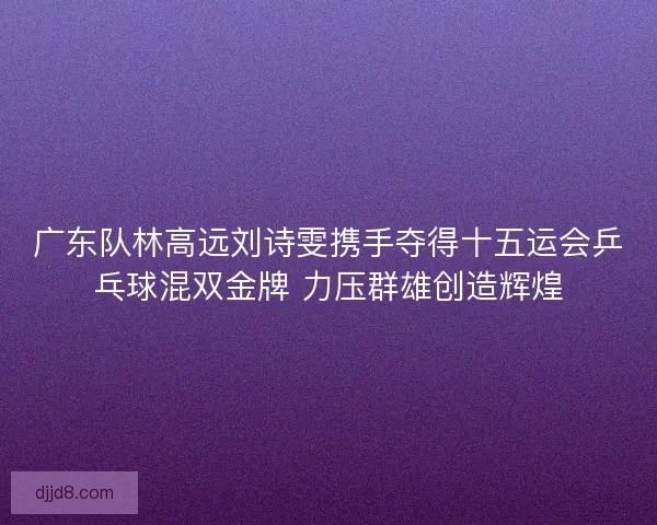 广东队林高远刘诗雯携手夺得十五运会乒乓球混双金牌 力压群雄创造辉煌